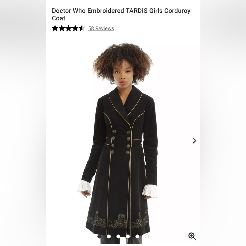 Doctor Who Embroidered Tardis Corduroy Coat